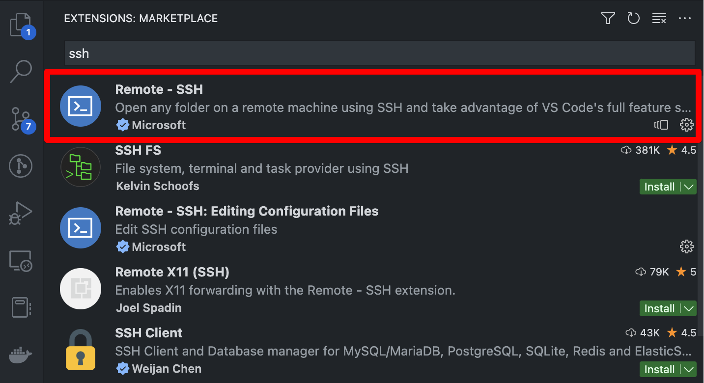 VS Code SSH extension