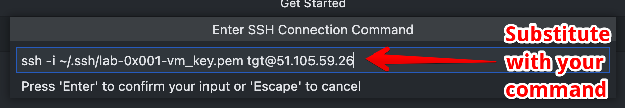 Enter SSH command