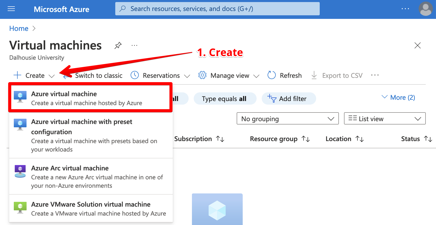 Create a virtual machine in the Azure Portal
